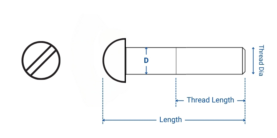 Stainless Steel BSW Round Head Machine Screw