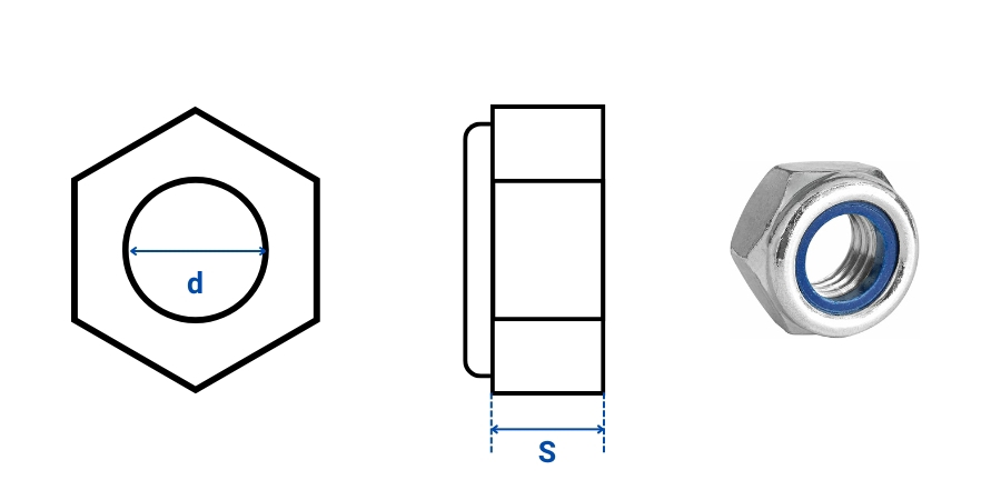Dimension Of Stainless Steel Hex Nyloc Nut