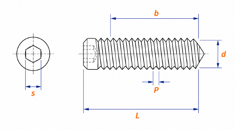 Dimension of Allen Grub Screws
