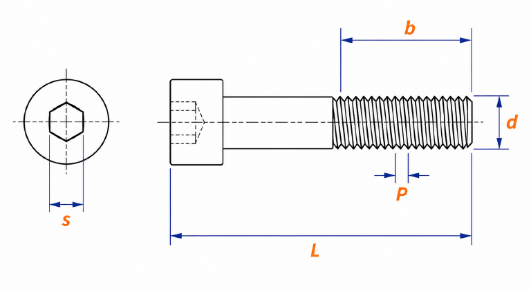 Dimension of Allen Socket Head Screw