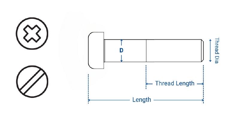 Dimension of SS Pan Head Machine Screw