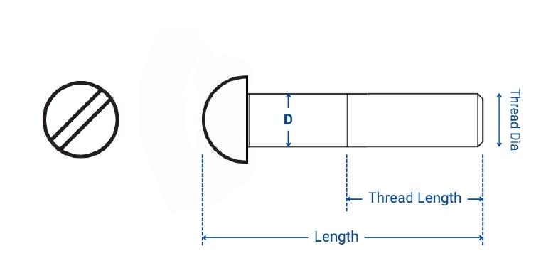 Dimension of SS Round Head Machine Screw