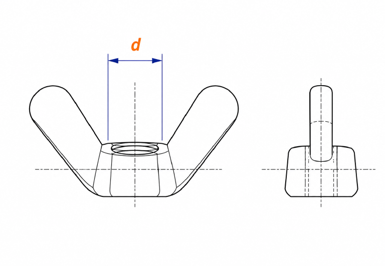 Dimension of Wing Nut